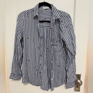 Beachlunchlounge Blue and White Casual Button Down Shirt